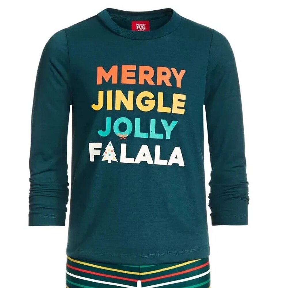 Family Pajamas Unisex Kids Boys Girls PJ Top, Green Merry Christmas, 6-7 / Small
